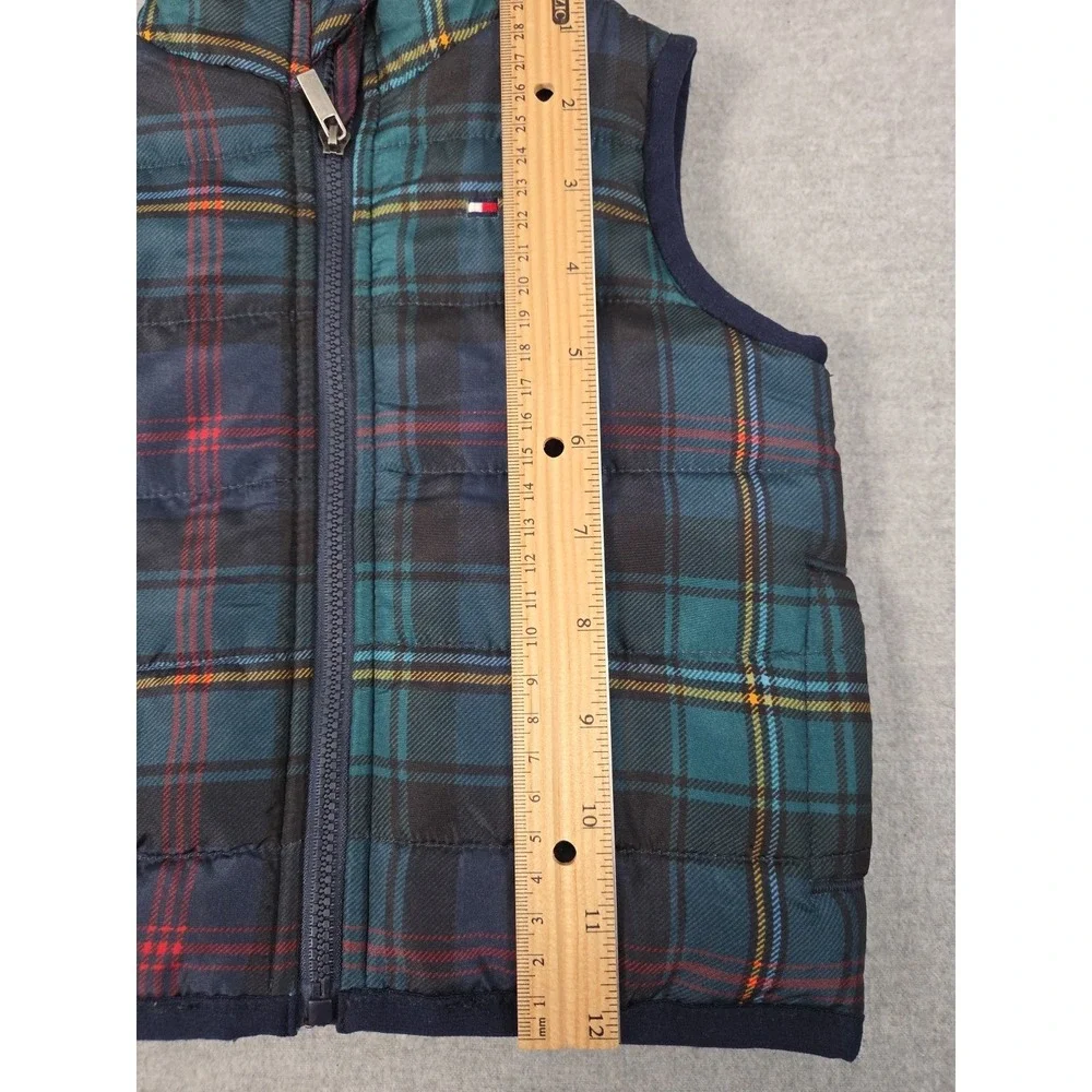 Tommy Hilfiger Baby Boy 3-6 Months Puffer Vest Quilted Plaid Preppy Zip‎ Up Logo